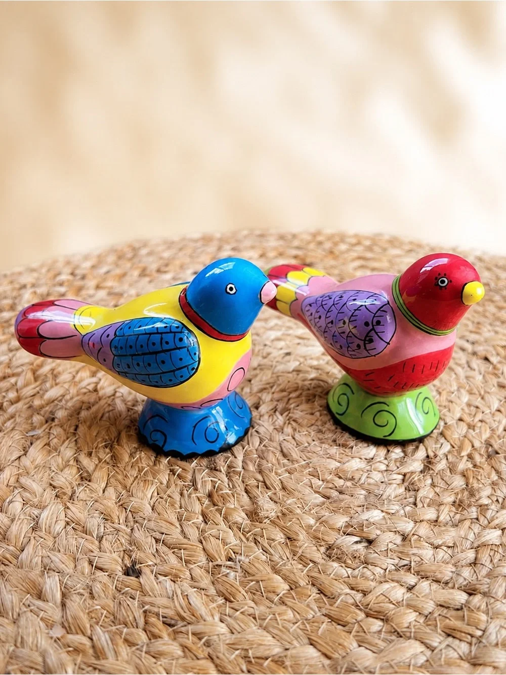 Colorful Ceramic Bird Salt & Pepper Shakers Hand Painted Whimsical Kitchen
